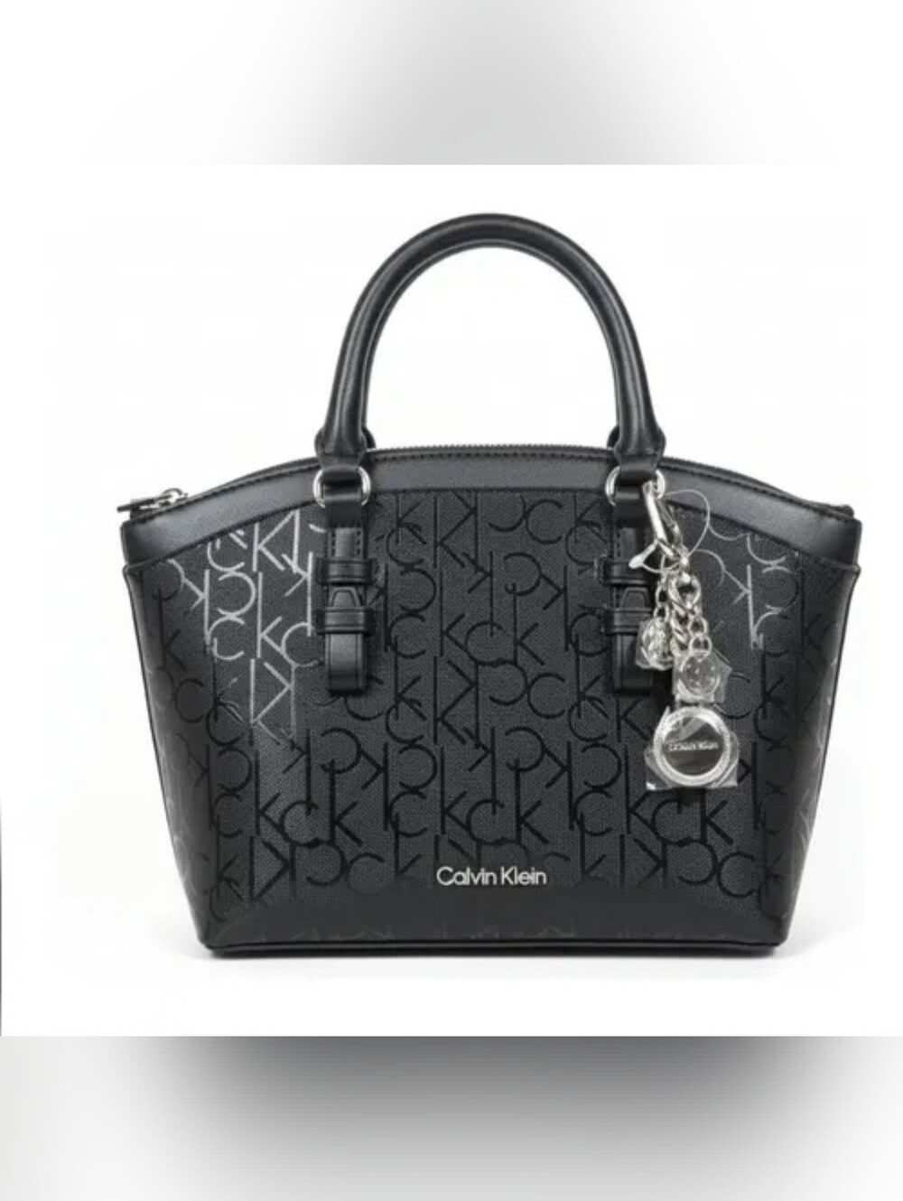 Calvin Klein Signature Monogram Satchel Crossbody Black New Without Tags